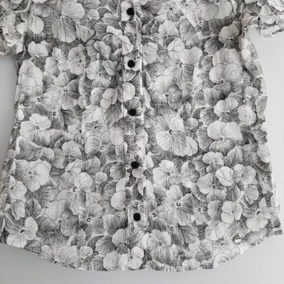 McGREGOR 100% Cotton Semisheer Button Down Shirt Floral B&W Sz S - Picture 4 of 12